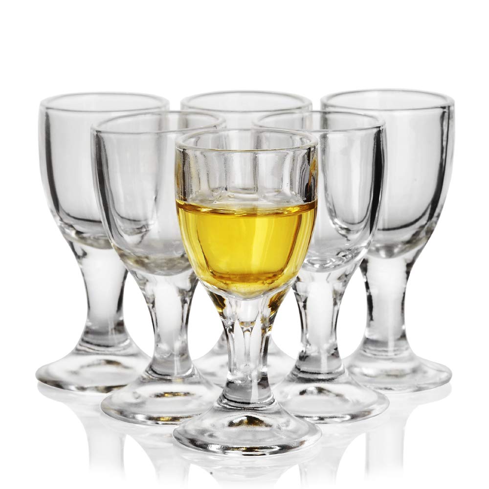 Juego de 6 Vasos de Chupito Mini de 10 ml para Sake, Licor Chino, Aguardiente Baijiu, Vaso de Sake Transparente con Pie, Cristalería para Bebidas Alcohólicas, Venta al por Mayor, Regalo
