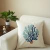 Doppelseitige Küsten-Korallen-Kissenhülle Blaues Seetang-Muster Dekorative Kissenhülle für Sofa Couch Wohnkultur