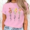 Women's Blouses Faith Hope Love Flower Letter Print T Shirt Women Summer Short Sleeve Fashion Summer Casual T-shirt