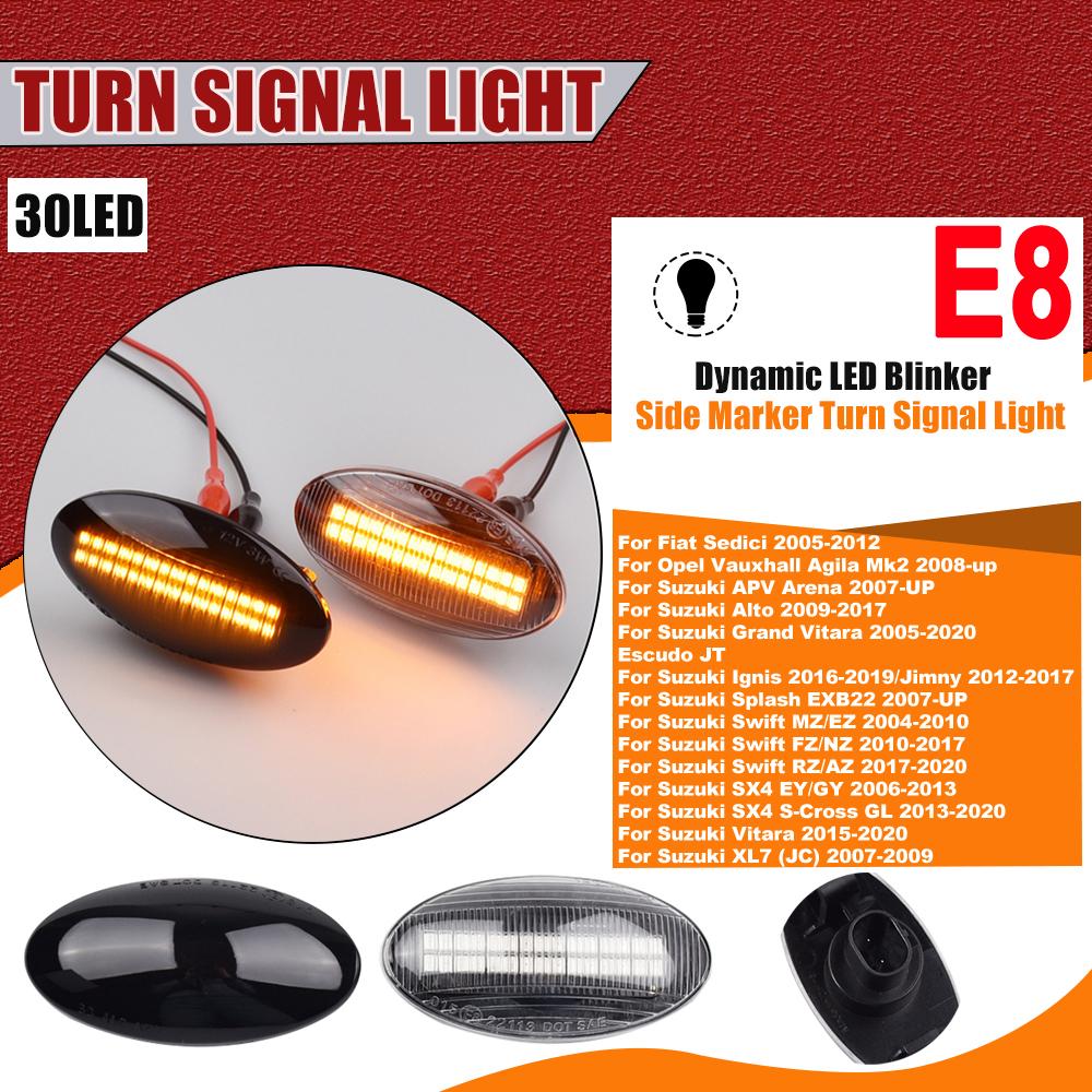 1Pair LED Turn Signal Side Marker Light For Suzuki Swift Alto SX4 Jimny Splash Grand Vitara Sequential Flashing Dynamic LampTurn Signal 2