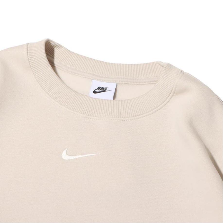 Nike Volný střih Kulatý výstřih Krátký Ležérní Sportovní Mikina s dlouhým rukávem Dámská Mikina Světle khaki DQ5762-104