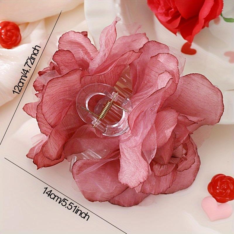 Elegant Vintage Floral Hair Claw Clip, Large Plastic Flower-Shaped Hair Accessory for Women, Fashionable Daily Wear and Party Headwear