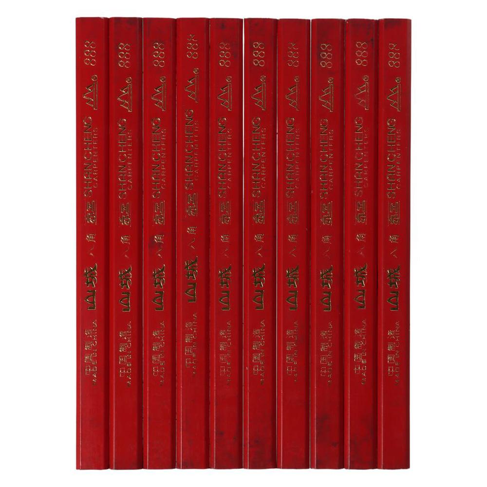 10 шт. красный строительный карандаш деревянный деревообрабатывающий ...