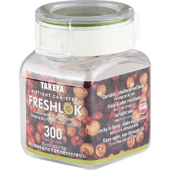 TAKEYA Freshlok Square 300ml Green Storage Container High Airtightness One-Touch Opening