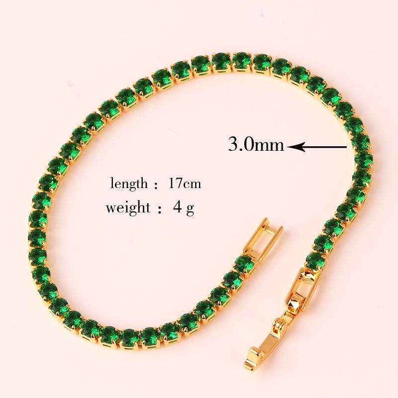 New Emerald Geen Zircon Gold Color Charm Bracelets For Girls Gold Filled Fashion Jewelry Party Women Luxury Accessories Bracelet