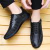 Genuine leather men's casual breathable mesh shoes Casual lace-up Hollow out shoes comfortable outdoor stroll Hot selling