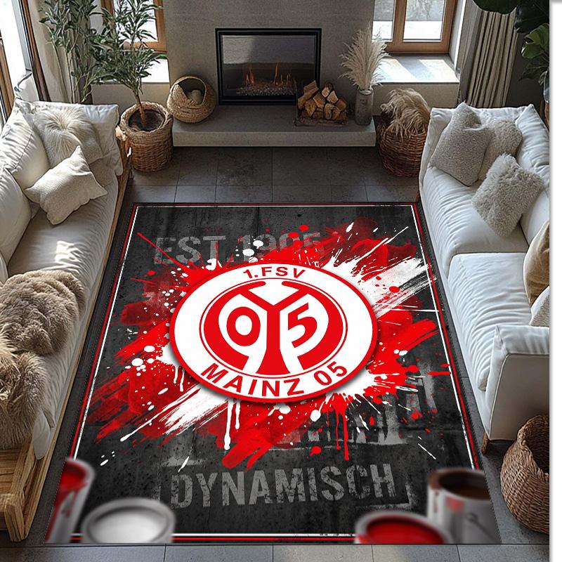 Mainz FC Soccer Football Pattern Soft Area Rug Non Slip Indoor Floor Carpet Sports Decor Mat for Bedroom