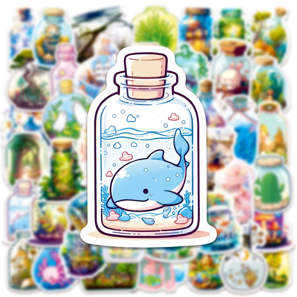 10/30/50/100pcs Funny World In a Bottle Cartoon Sticker Art Creative Decals Decorative Laptop Phone Journal Aesthetic Sticker