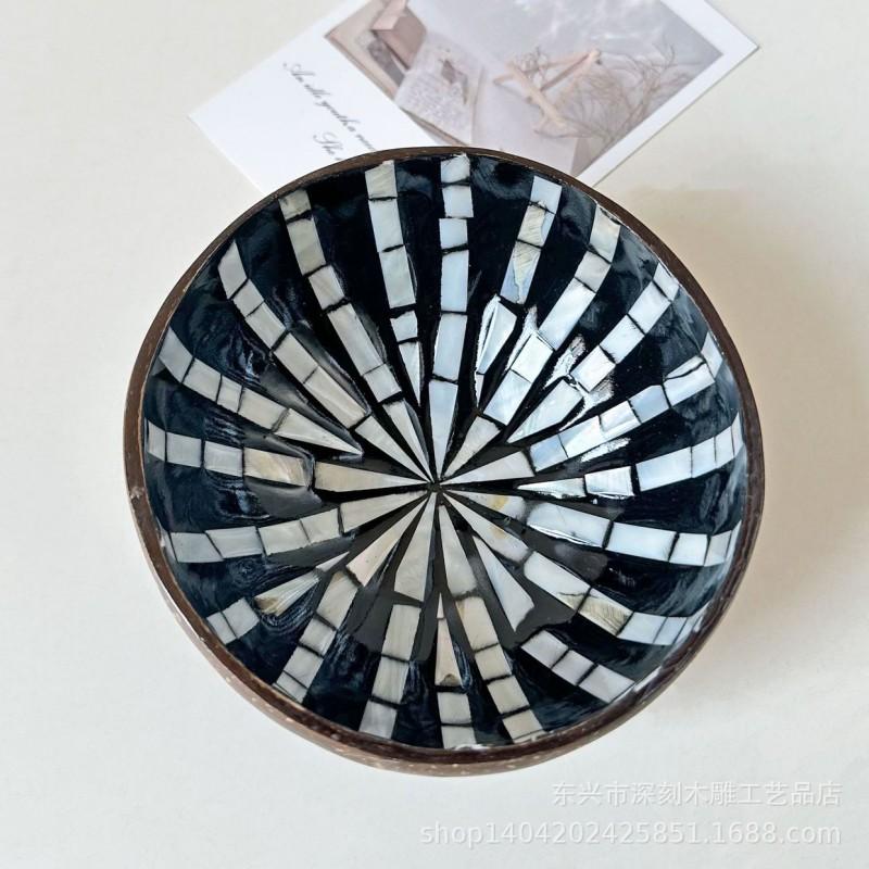 Vietnamese Coconut Shell Bowl Decorative Serving Dish Snacks Nuts Candy Home Decor Storage