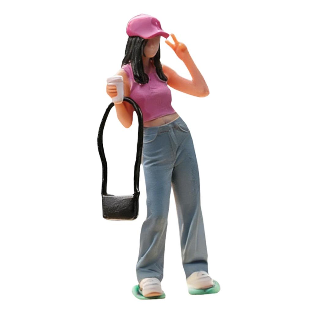 1/64 Diorama Figure Miniature Layout 2.6 cm in Height Street Scene People Model Female Character for