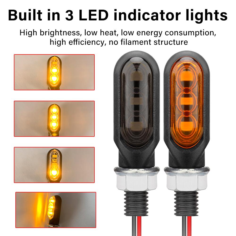 1 pair Motorcycle LED Turn Signal Lights 8mm Amber Flashing Light Blinker Turn Signal Lamp 12V Moto Indicator Lamp Accessories
