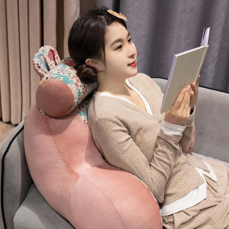 Retro Lumbar Support Large Cushion Bedside Reading Playing Sofa Pillow Home Bedroom Office Waist Protection Pillows Removable Relieve Fatigue