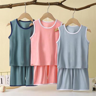 2026 Summer Children O-Neck Sleeveless Vest Suits Baby Spring Short Pants Two-pieces Set Cartoon Cotton Suit for Girl Boy