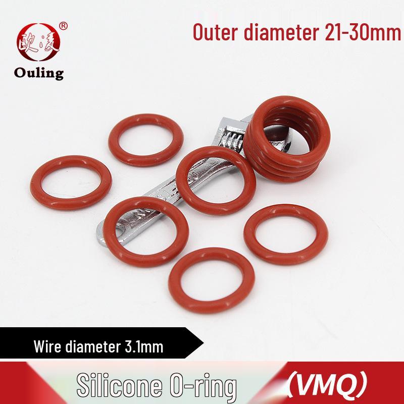 Red Silicone O-ring, Outer Diameters 21-30, Cross-section 3.1mm OD 21mm x 3.1mm (5pcs) Red Silicone O-ring