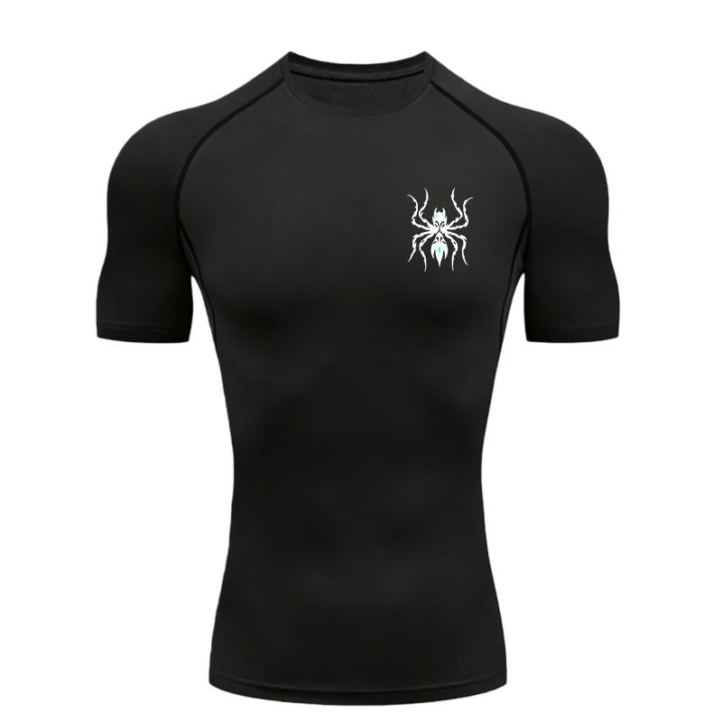 Maglietta Sportiva da Uomo con Motivo a Ragnatela Allenamento Fitness Maglietta a Compressione Rashguard Top Jogging Palestra Allenamento Magliette Sportive