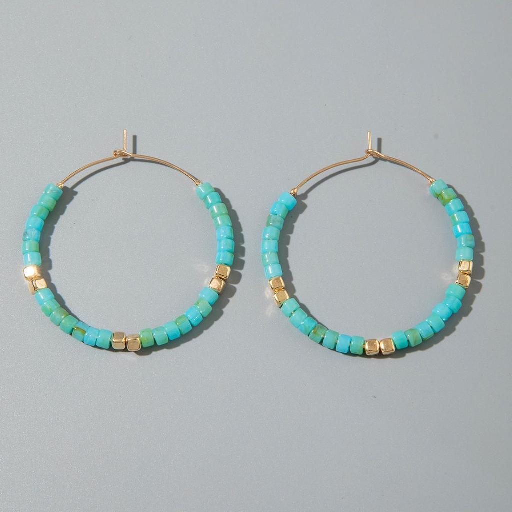 New Light Luxury French Earrings Women's Jewelry Retro Fashion Versatile Earrings Resin Colored Gold Beads Jewelry