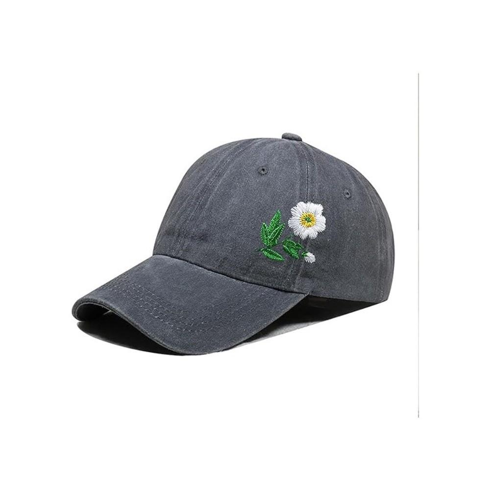 Retro Flowers Embroidery Baseball Cap Washed Cotton Adjustable Baseball Hats Sunscreen Hats For Man Women