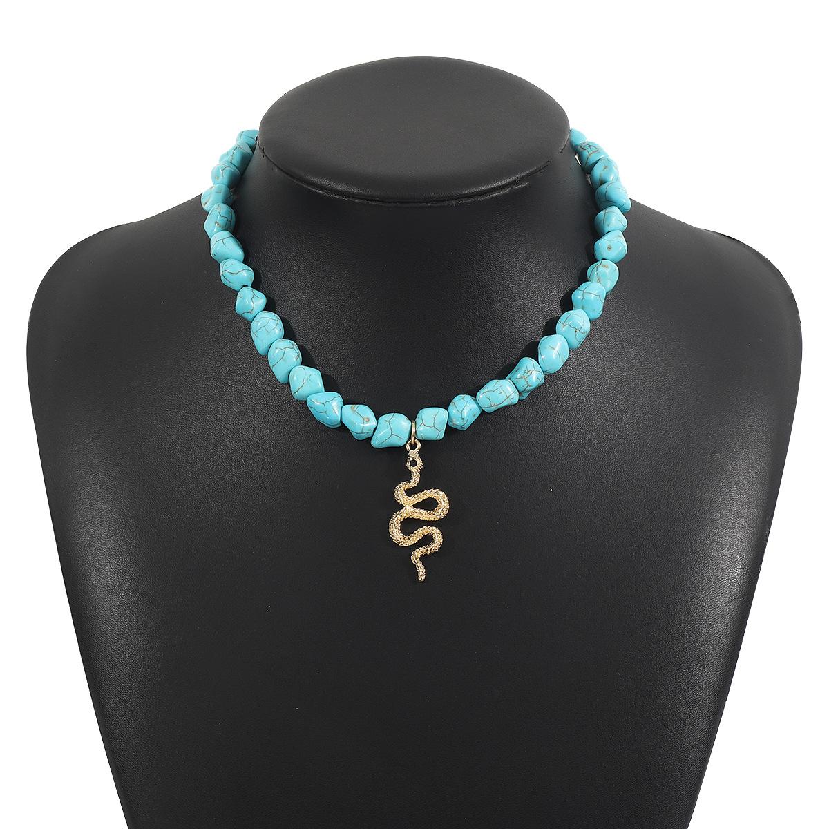 

Irregular Stone Beaded Necklace Sun Pendant Summer Beach Turquoises Choker for Men Women Jewelry Accessory