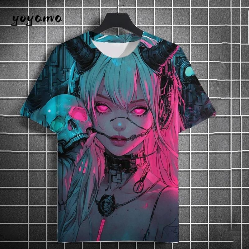 

Men T-Shirt Japanese Manga Girl Style Print T-Shirt Fashion Breathable 3D Print XXS