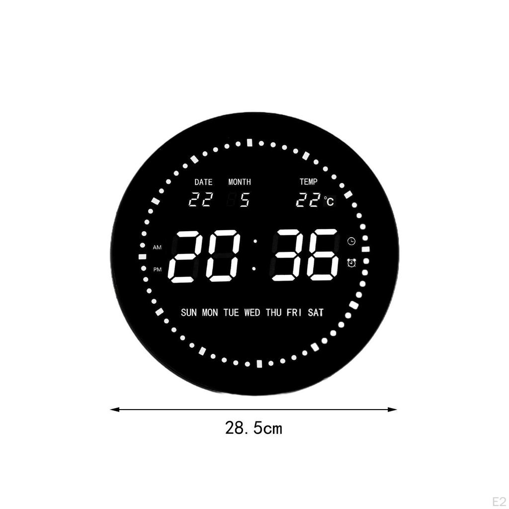LED Digital Clock Desk Practical Calendar Wall Round Alarm for Home Halls School