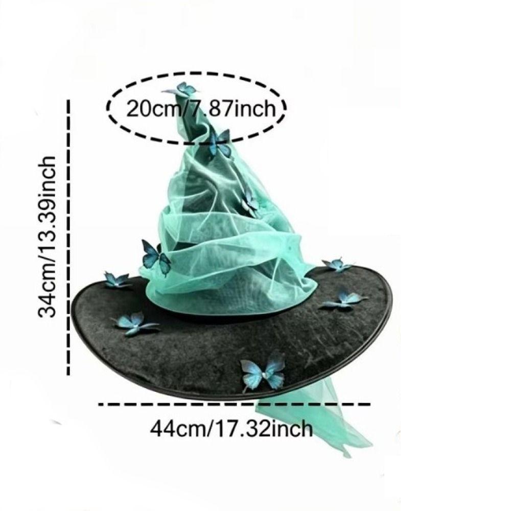 Pleated Halloween Party Butterfly Witch Durable Wizard Cap 12 Butterflies Witch Hat  Masquerade