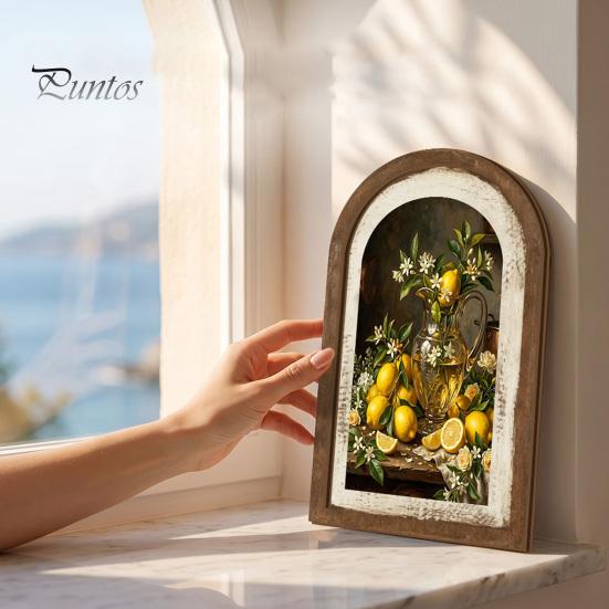 Nordische Heimwanddekoration Zitrone Bogenkunstdekor, Pastorale Blumen Holzschild, Einweihungsgeschenk für neuen Stil Küche Schlafzimmer Wohnzimmer