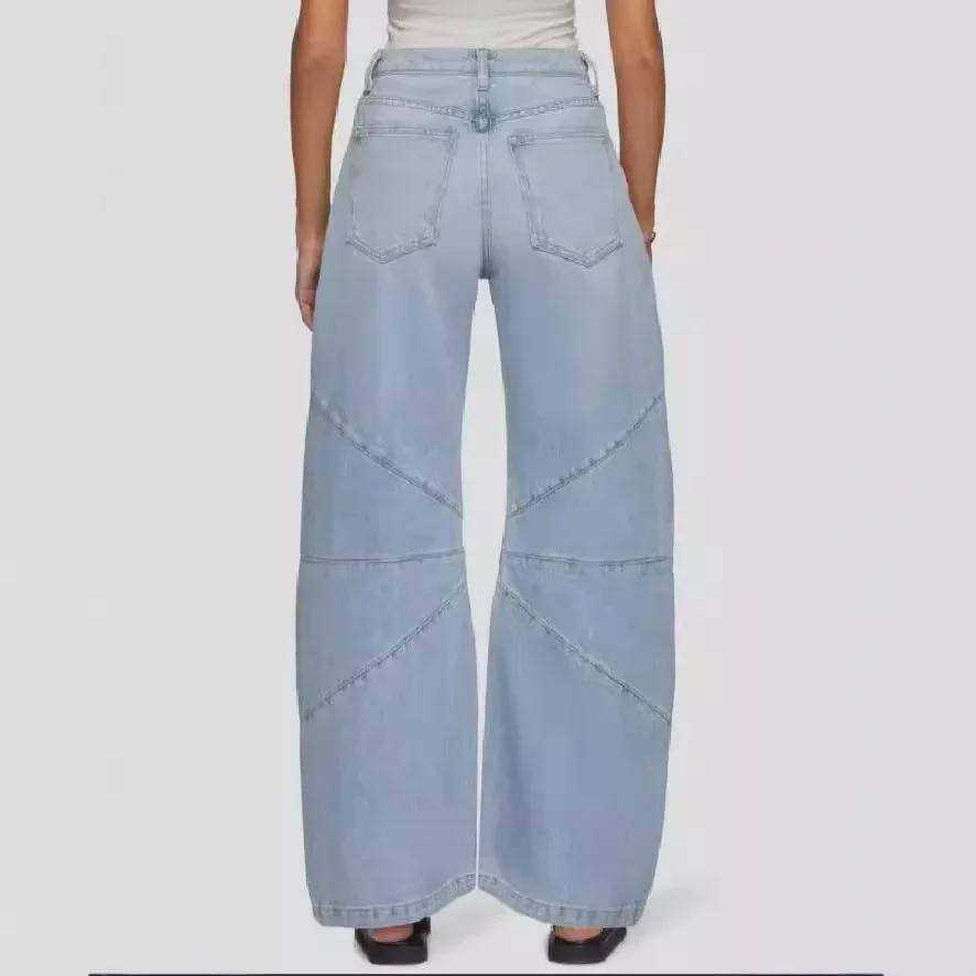 TUME Women's Retro Stitch Washed Casual Denim Pants