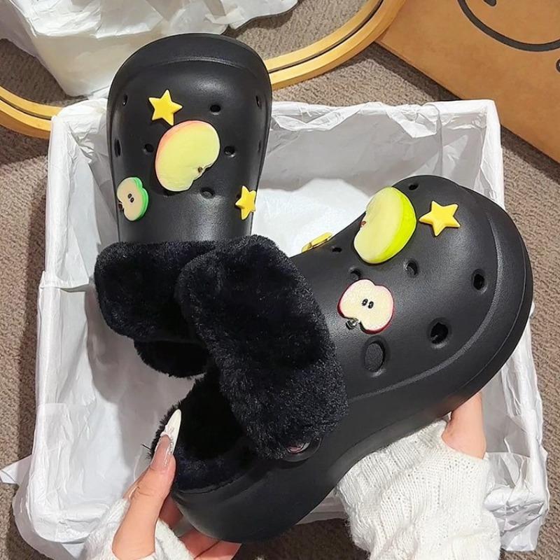 Thick-soled Anti-slip Cotton Flip-flops for Autumn and Winter, New Cute Shoes for Girls