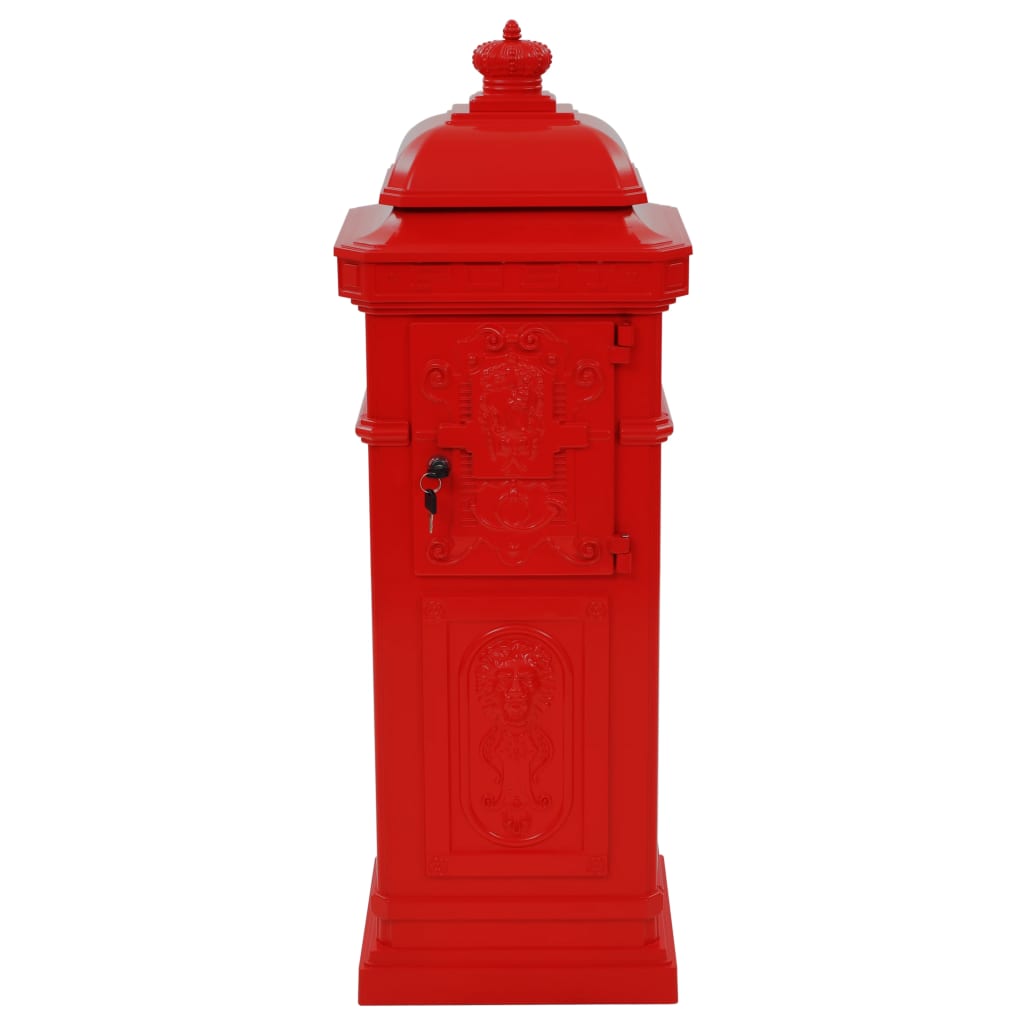 Aluminium Kolom Brievenbus Vintage Stijl Roestbestendig Rood
