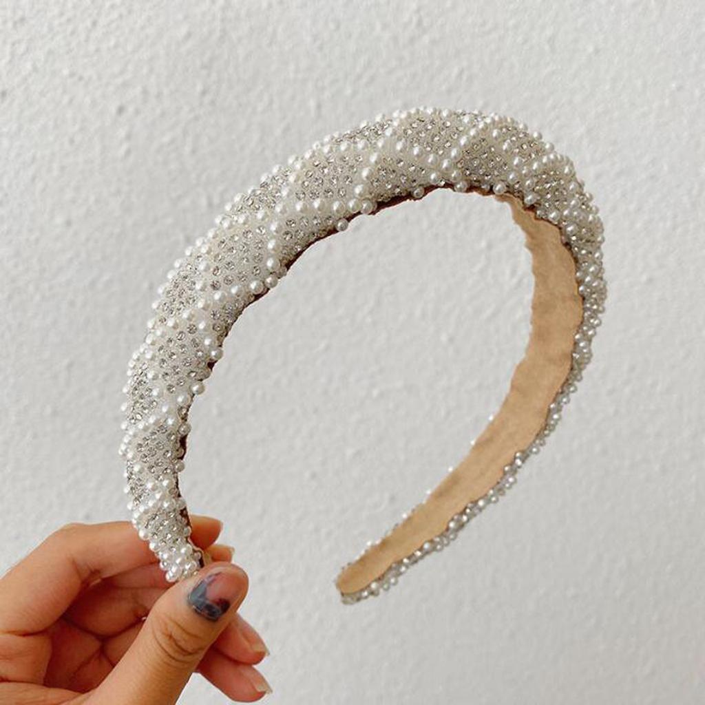 PROLY New Fashion Women's Hairband Shining Rhinestone Pearls Tangled Headband Luxurious Elegant Turban Hair Accessories