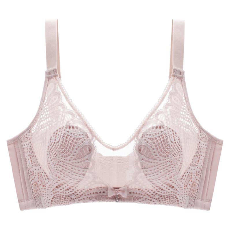 

Bras gathered and adjusted, anti-sagging large size, no steel ring, thin bra, thin 34/75 bc through cup розовый