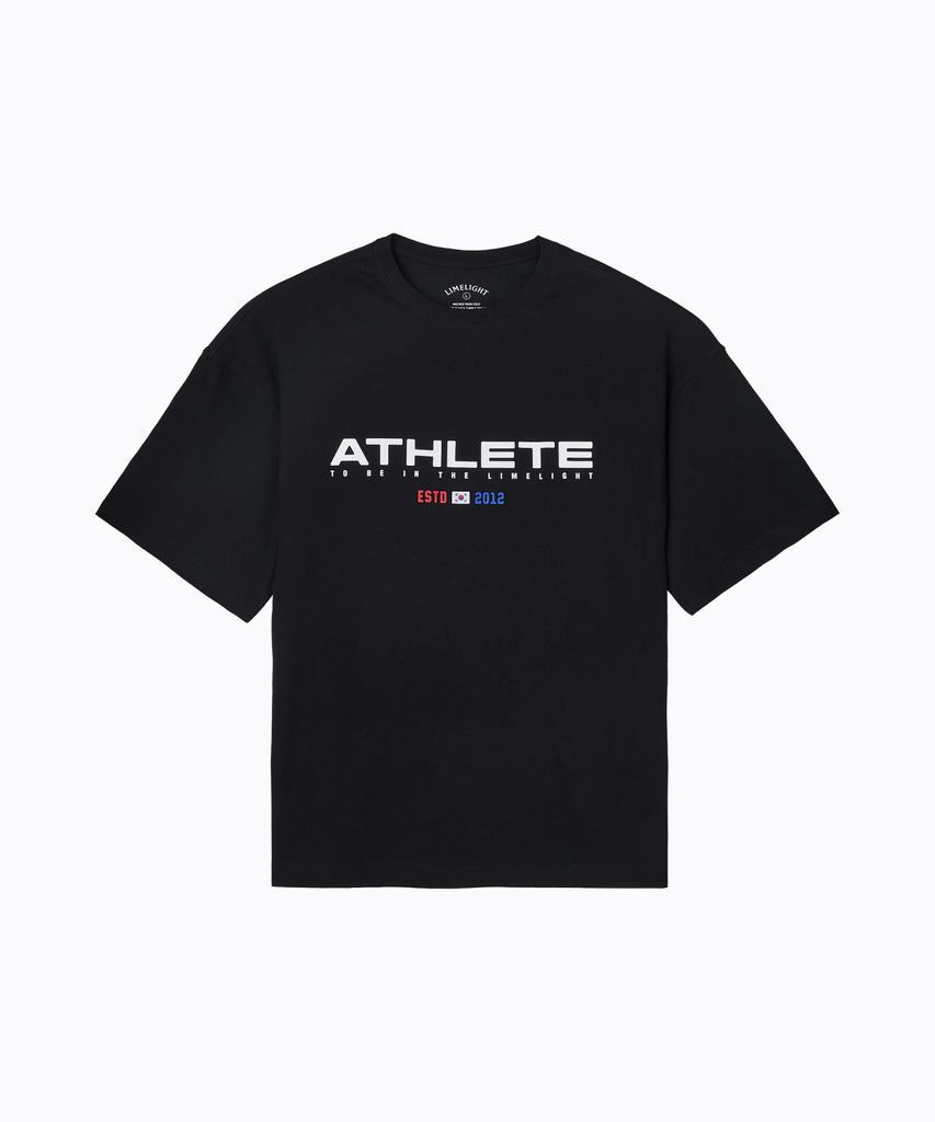 LIMELIGHT APPAREL Athlete Big Logo Cooling Oversized T-Shirt (Black/White)