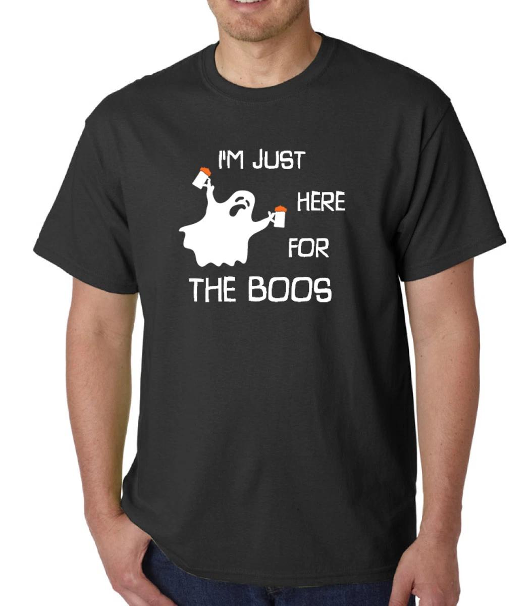 I m Just Here for the Boos Shirt Funny Halloween Beer Tee Costume Party Men 4XL