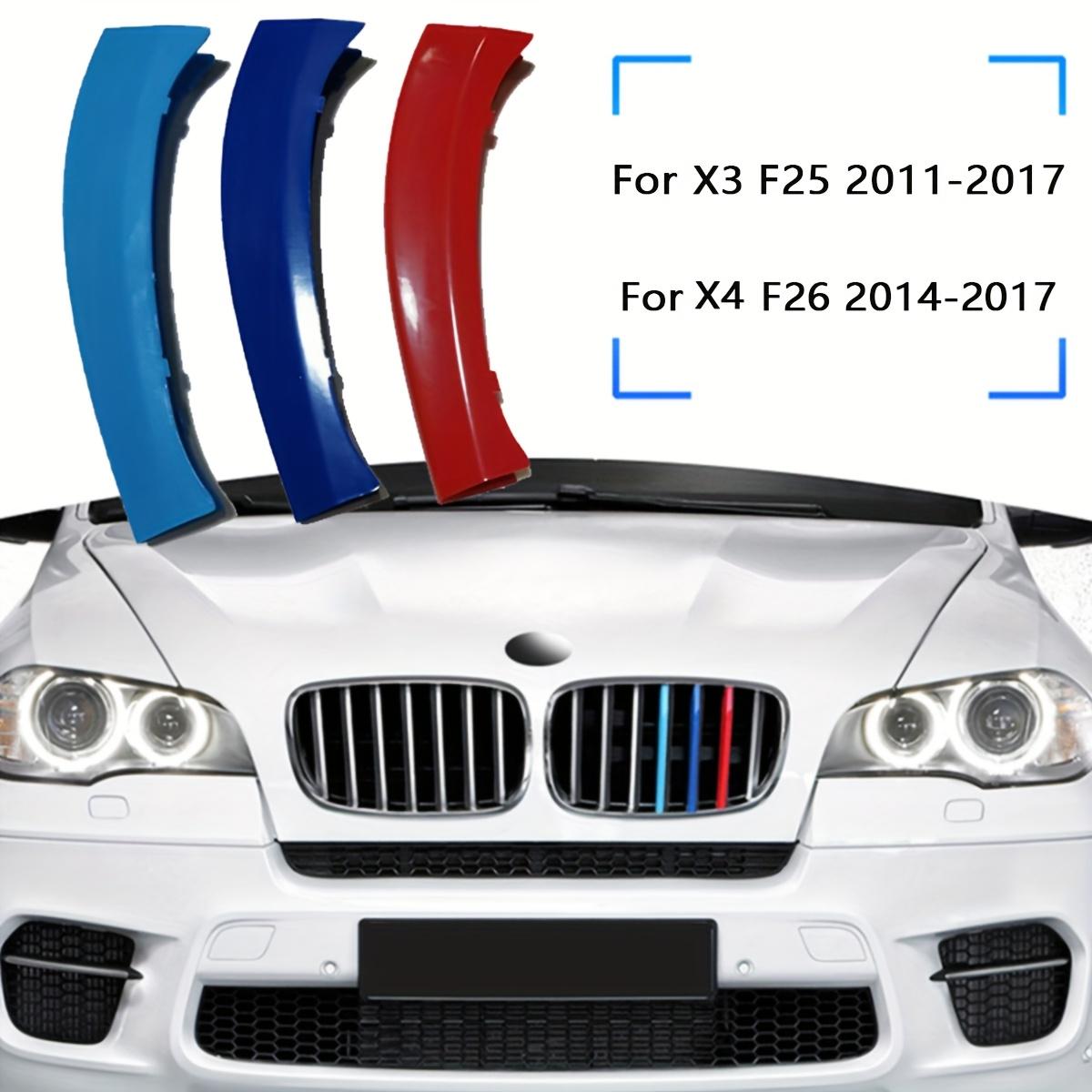 

1Set3PiecesMThree-color mesh stripABSCar front grille embedded decorative strip suitable for BMWX4 X3 E83 2003-2006 2007-2010 F2 XS