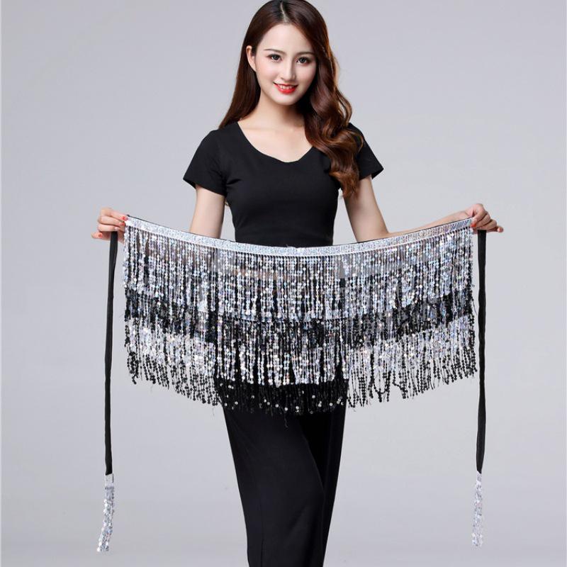 Halloween Belly Dance Costume with Sequin Tassels and Hip Scarf Waist Chain