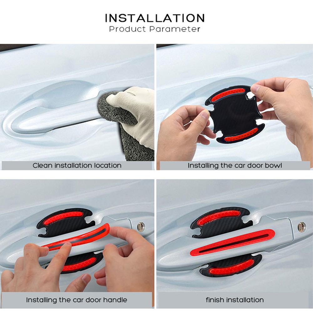 Universal-Carbon Faser Auto Tür Griff Farbe Scratch Protector Aufkleber Abdeckung Schutz Schutz Film Auto Sicherheit Reflektierende