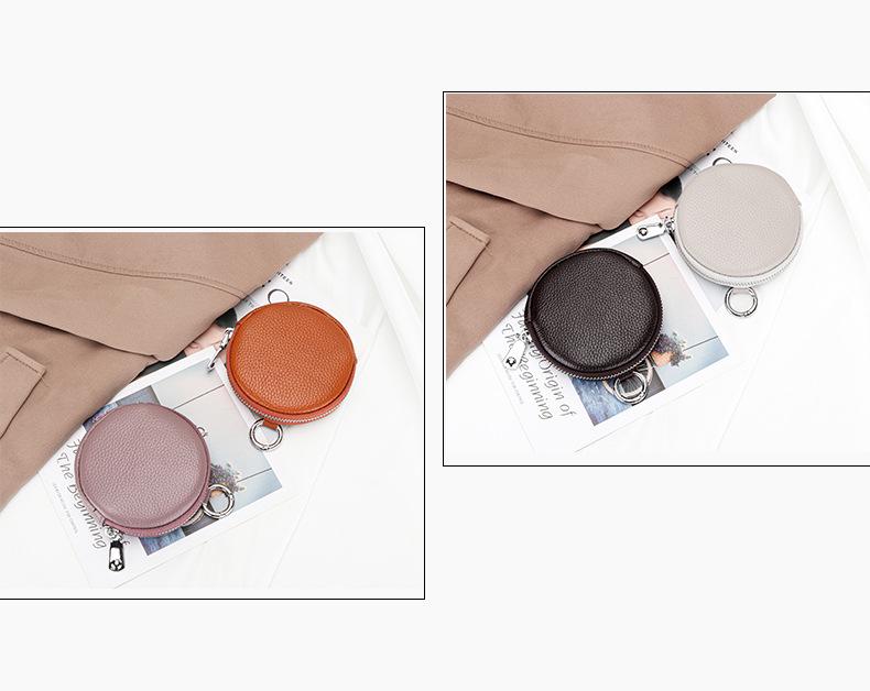 Women's Genuine Cowhide Coin Purse: 2026 Round Earphone & Card Holder Bag