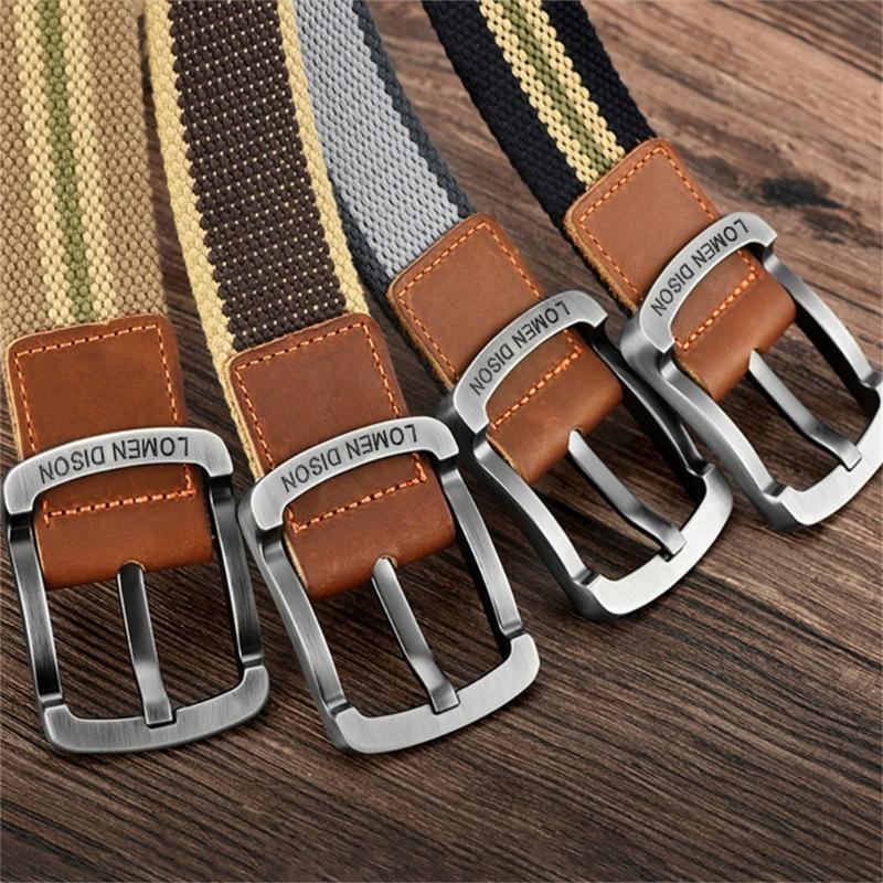 Fashion Canvas Waistband Adjustable Pin Buckles Design Waist Belt For Men Women Unisex Casual Jeans And Trousers