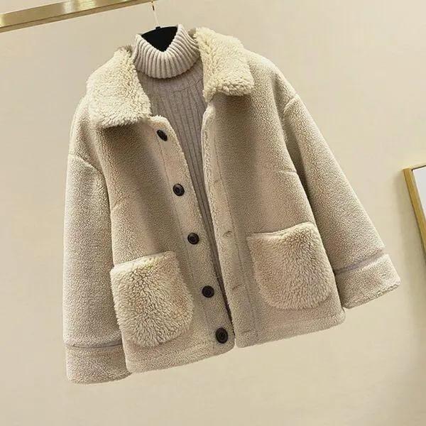 Winter Lamb Plush Fur Granular Fleece Jacket Sweater Casual Pants Three-piece Fashion Professional Pants Suit Women