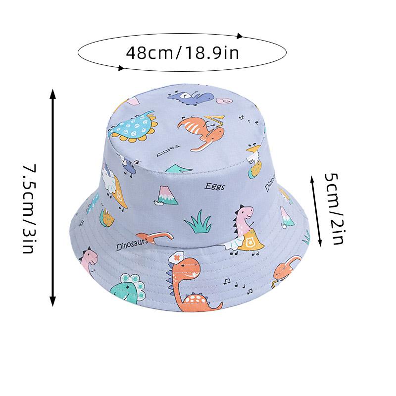 1-3Year Cartoon Print Kids Fisherman Cap Cute Boy Girl Sun Protection Bucket Hat Cotton Breathable Kids Outdoor Sunshade Visors