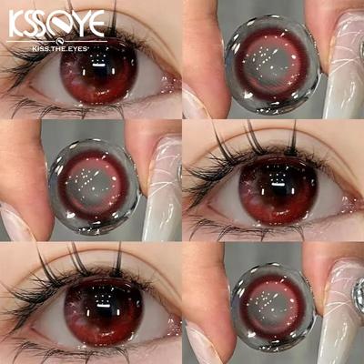 MillCreek 2 Stück rote Kontaktlinsen, 14,5 mm, große Augen, Cosplay-Augen, Myopie, weiche Kontaktlinsen, geeignet für Weihnachts- und Halloween-Make-up