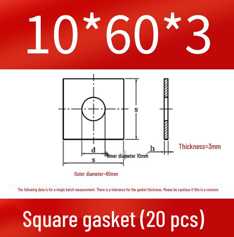Thick Galvanized Square Iron Washer with Hole for M6-M24 Curtain Wall Use