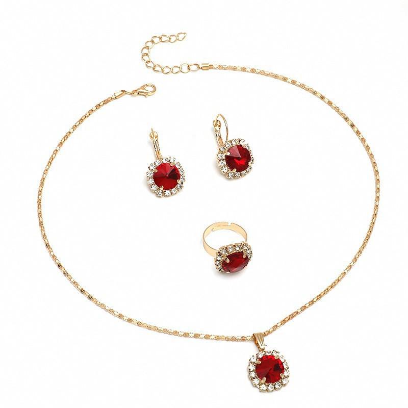 Emerald Zirconia Pendant & Earrings Set: Elegant Japanese-Korean Fashion, Simple Creative Design