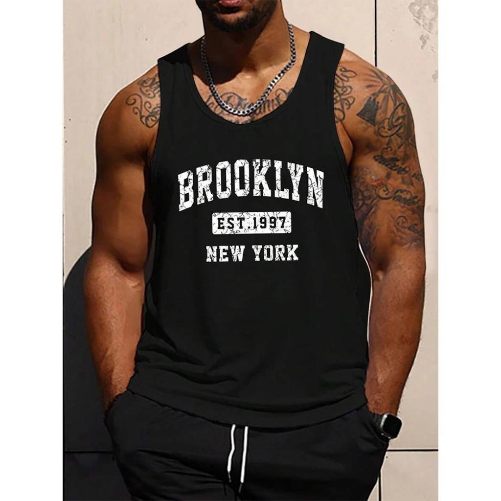 3D Harf Baskılı Outdoor Spor Fitness Atlet Yaz Günlük Moda Rahat Kolsuz Erkek Atlet