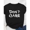 Dames T-shirt Geen Zorg Briefprint T-shirt Dames Korte Mouw Ronde Hals Los T-shirt Zomer Dames Tee Shirt Tops Mujer