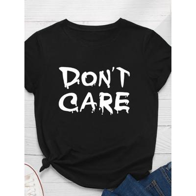 חולצת טי לנשים הדפסת אותיות 'Don't Care' חולצת טי לנשים שרוול קצר צווארון עגול רפויה חולצת טי קיץ לנשים חולצות עליונות Mujer