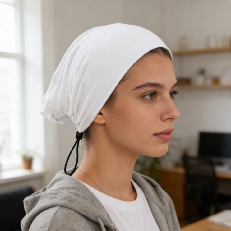 Commuters Friendly Turban Hat Adjustable Drawstring Head Cover Skull Hat for Women Mercerized Cotton Comfortable Headwrap
