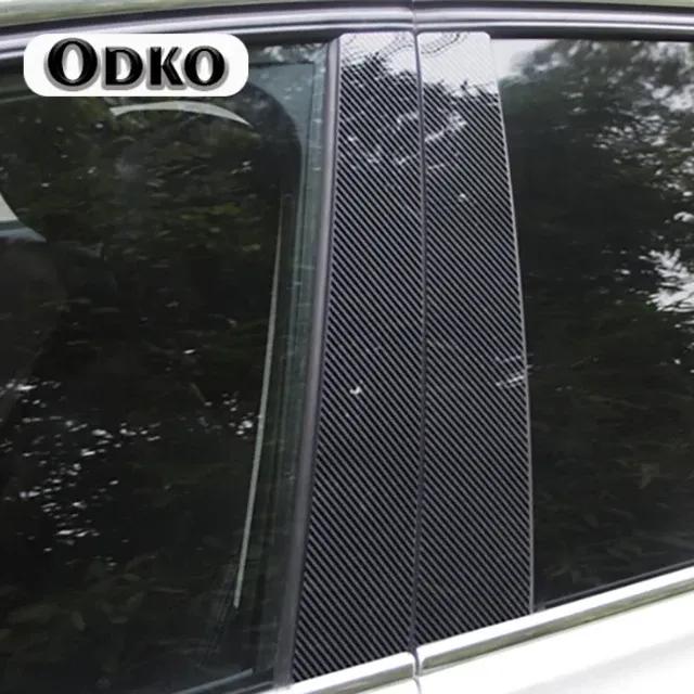 6Pcs Carbon Fibre Car Door Window Trim Pillar Posts Decorative Cover Trim For Dodge Journey 2010-2016 Auto Stickers