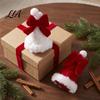 Window Display Hanging Charms Plush Santa Hat Christmas Tree Ornament with Bow Decor, Xmas Pendant Indoor Party Supplies Lanyard for Holiday