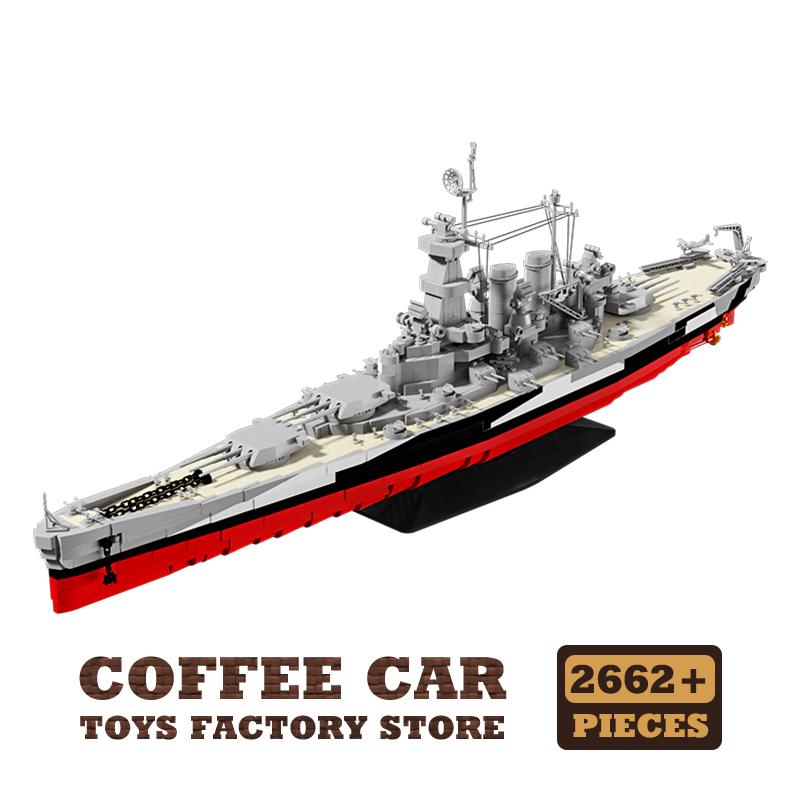 

WW2 Military Battle Ship MOC Bricks Toys Navy Battleship Model Building Kits Cruiser Boat Blocks Boys Kids Adult Christmas Gifts